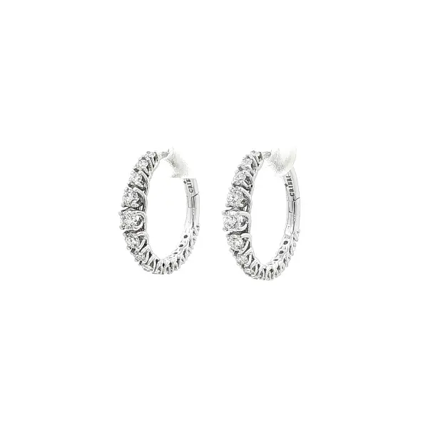 Gold Round Earrings with Diamonds