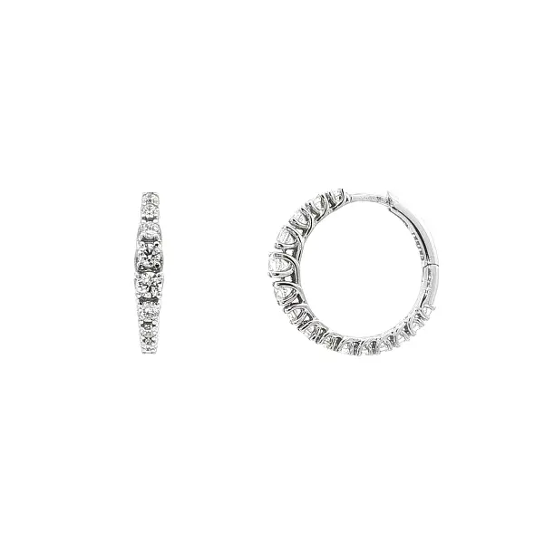 Gold Round Earrings with Diamonds