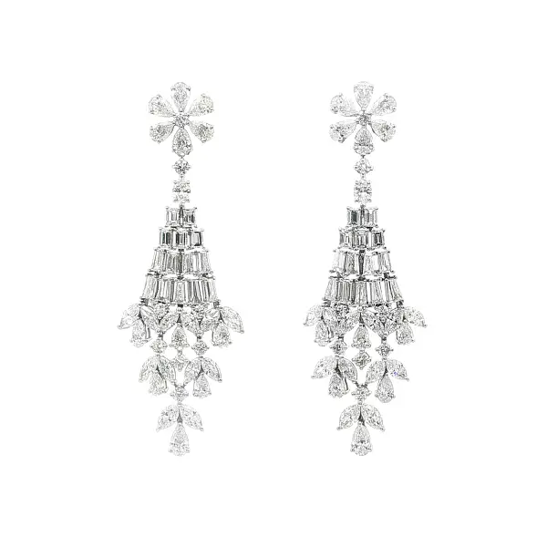White Gold Diamond Chandelier Earrings