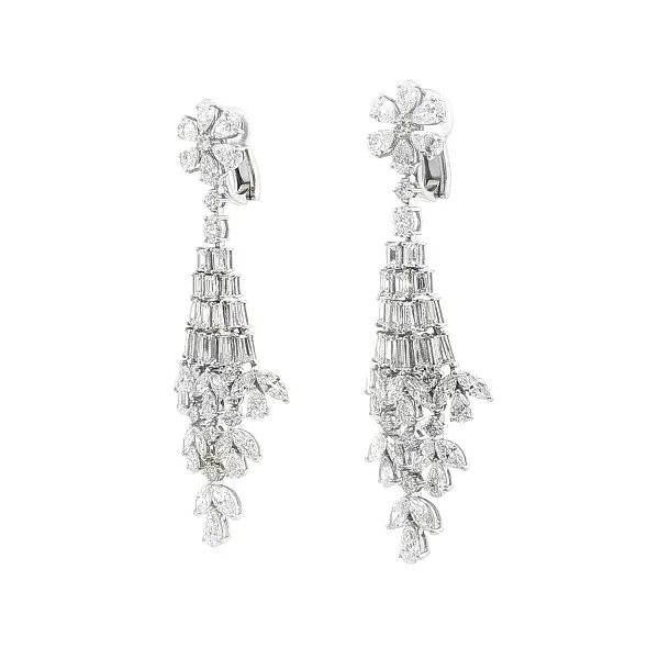 White Gold Diamond Chandelier Earrings