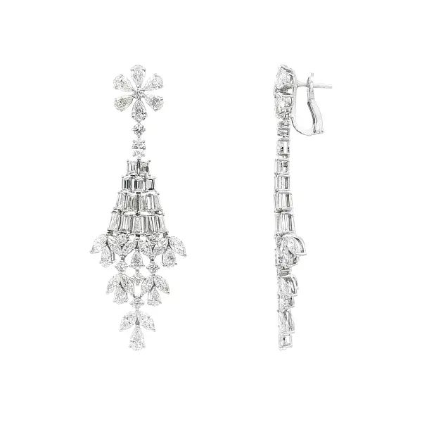 White Gold Diamond Chandelier Earrings