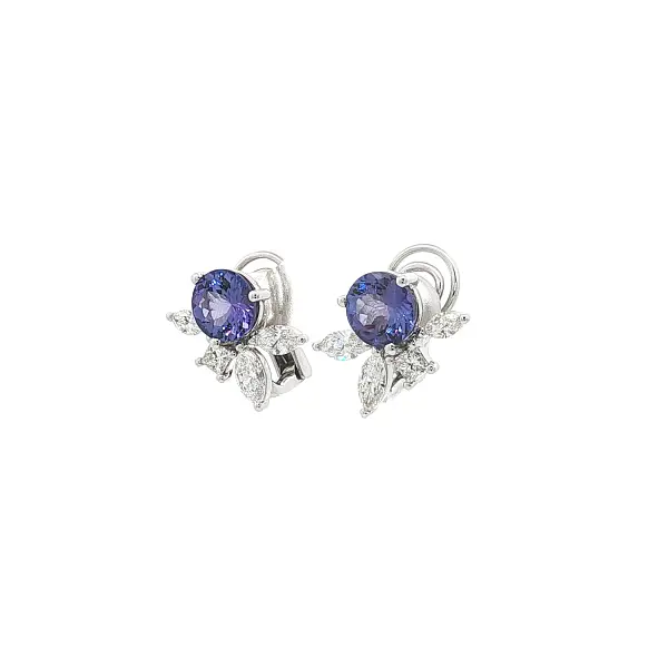 White Gold Earrings with Tanzanites and Diamonds