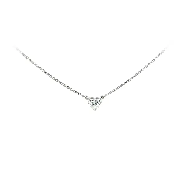 White Gold Necklace with Heart-Shaped Diamond