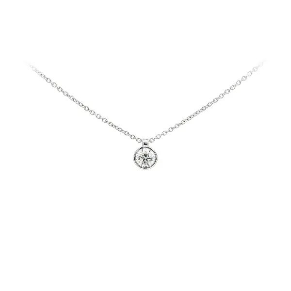 White Gold Necklace with Bezel-Set Diamond