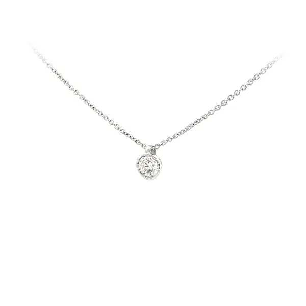 White Gold Necklace with Bezel-Set Diamond