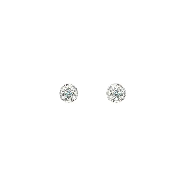 White Gold Earrings with 1.00 ct Bezel-Set Diamonds