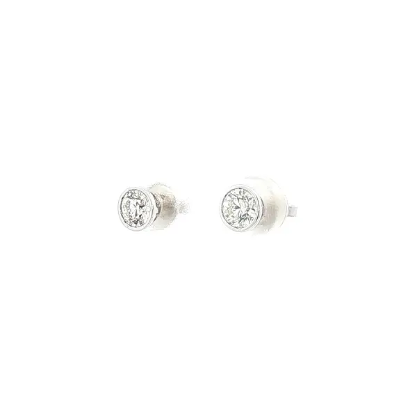 White Gold Earrings with 1.00 ct Bezel-Set Diamonds
