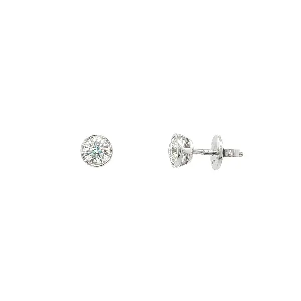White Gold Earrings with 1.00 ct Bezel-Set Diamonds