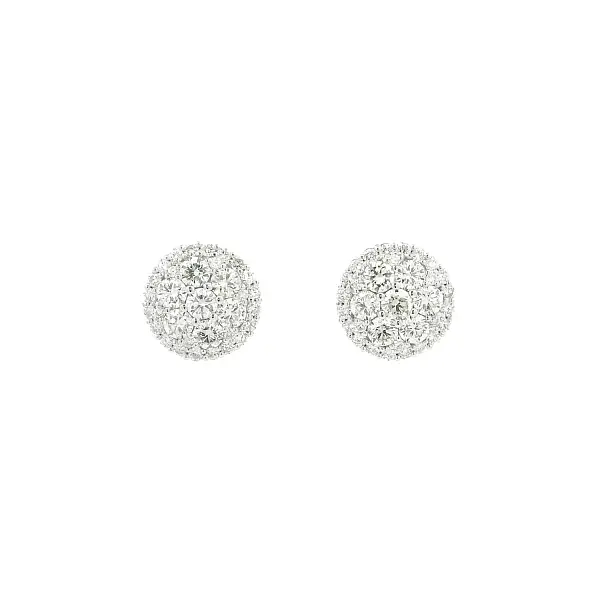 White Gold Earrings with Diamond Pavé Dome