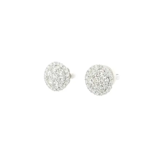 White Gold Earrings with Diamond Pavé Dome