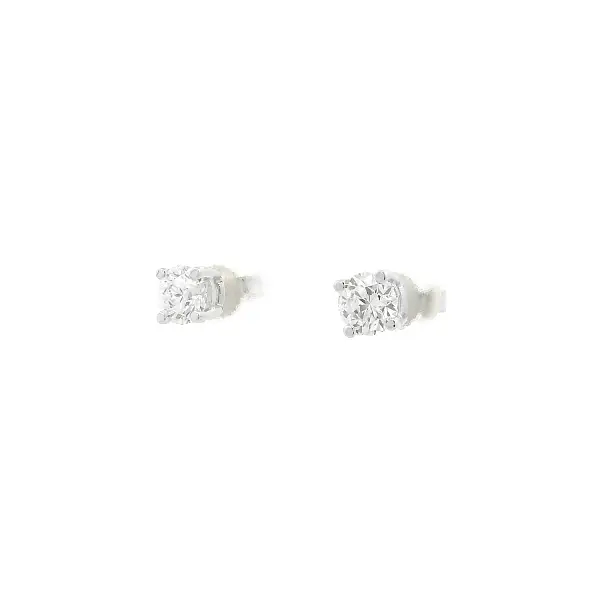 White Gold Solitaire Diamond Earrings 1.00 ct