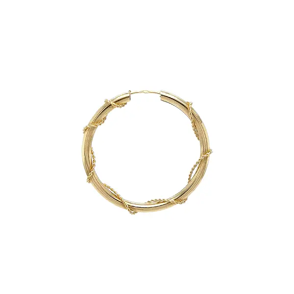 Gold Hoop Earrings with Twisted Wire Detailing