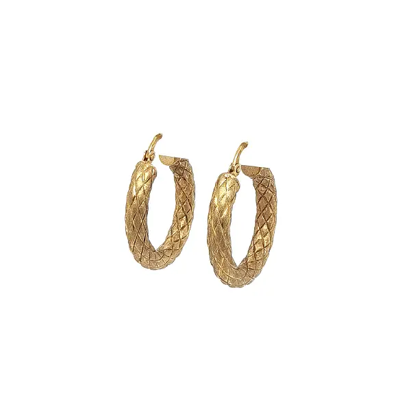 Gold Hoop Earrings with Matte Braided Texture