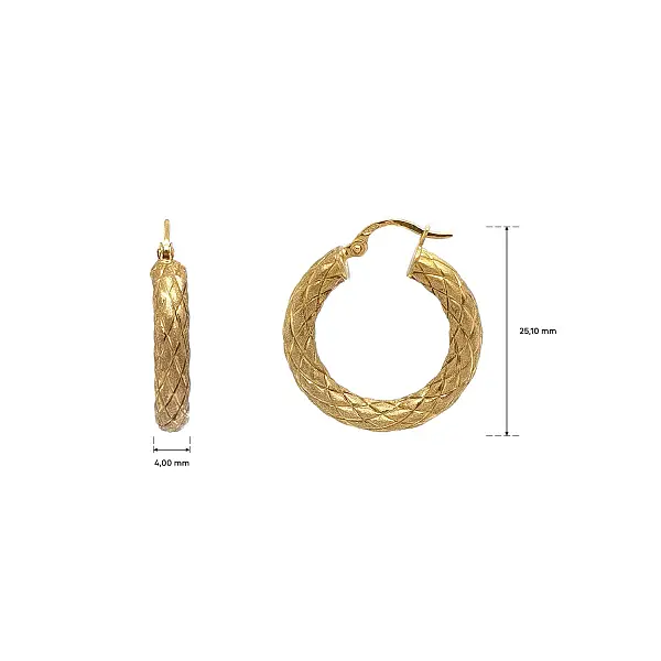 Gold Hoop Earrings with Matte Braided Texture