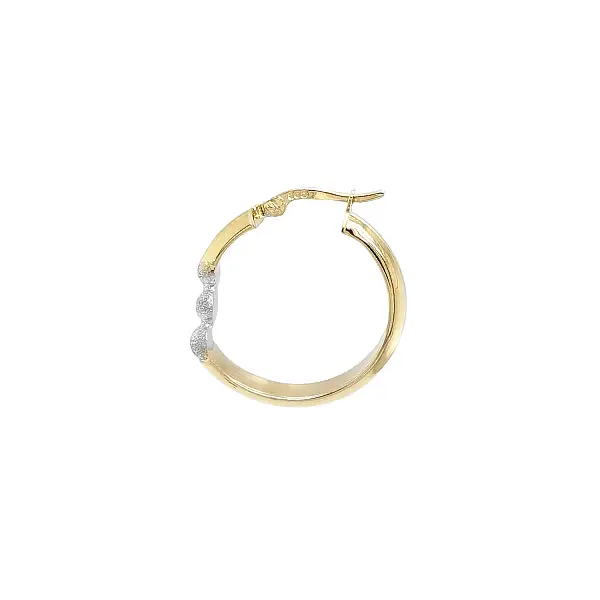 Gold Hoop Earrings with Matte White-Gold Half-Spheres