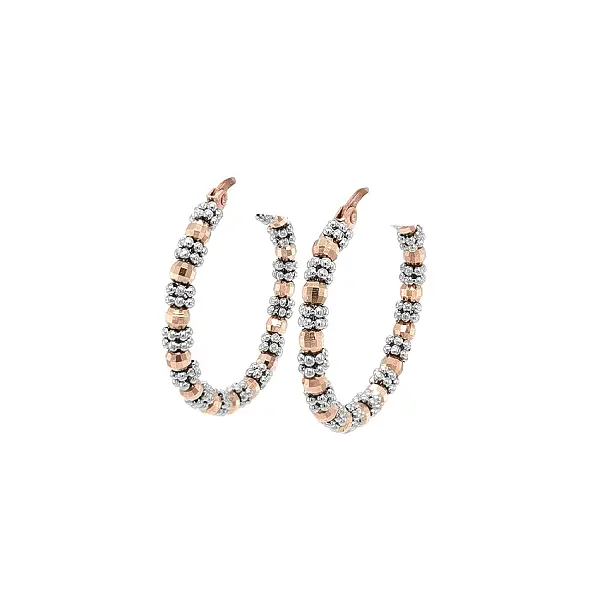 Hoop Earrings in Combined Gold with Beaded Decor