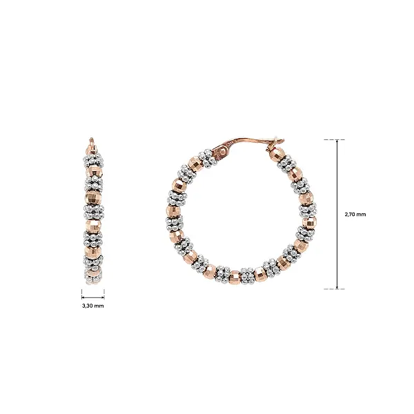 Hoop Earrings in Combined Gold with Beaded Decor