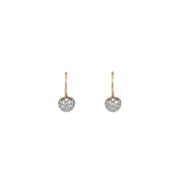 Gold Earrings with a Sparkling Zircon Sphere