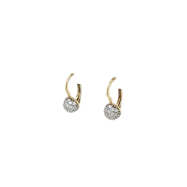 Gold Earrings with a Sparkling Zircon Sphere