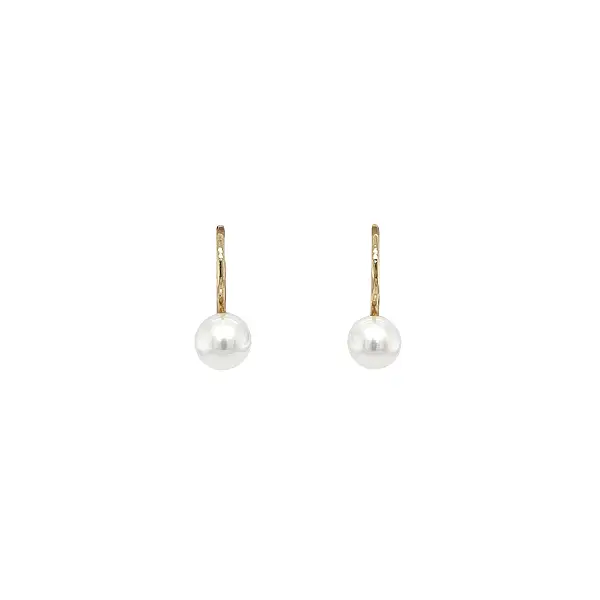 Gold Earrings with White Pearl