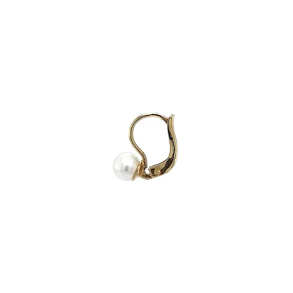 Gold Earrings with White Pearl
