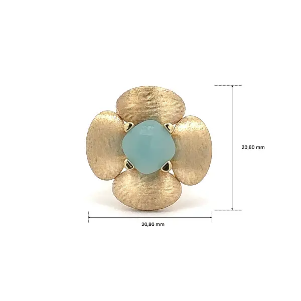 Gold ring with cushion-cut aquamarine