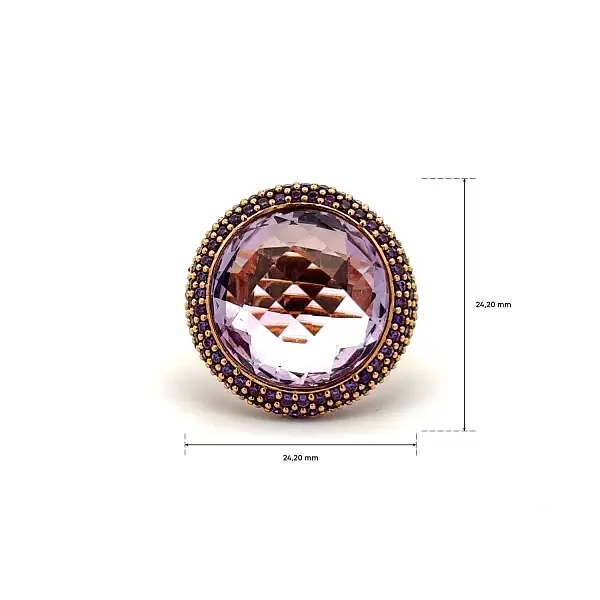 Gold Ring with Purple Amethyst