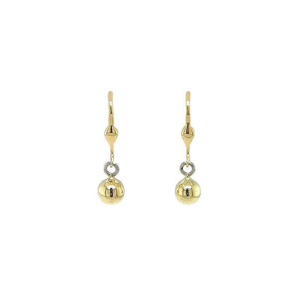 Gold dangling earrings with bead