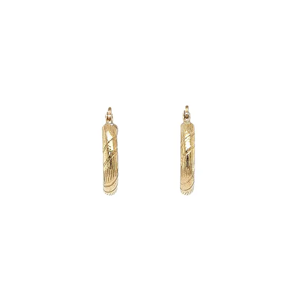 Gold Hoop Earrings with Engraved Pattern