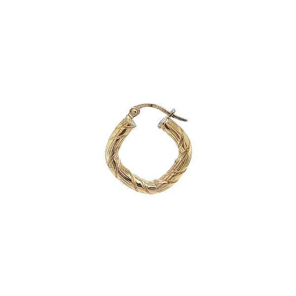 Gold Hoop Earrings with Engraved Pattern