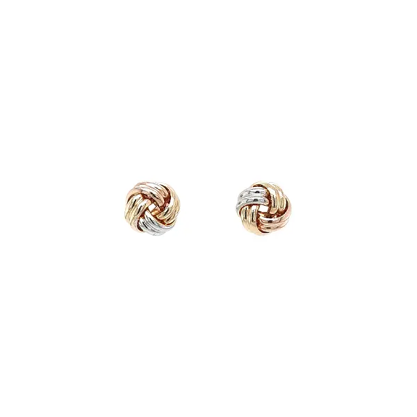 Gold Knot Earrings in Yellow, White & Rose Gold