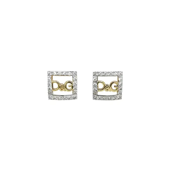 Gold Square D&G Earrings with Zirconia