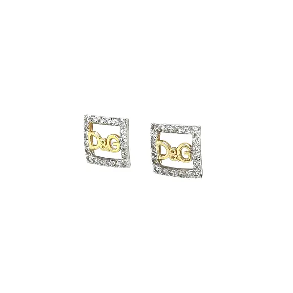 Gold Square D&G Earrings with Zirconia