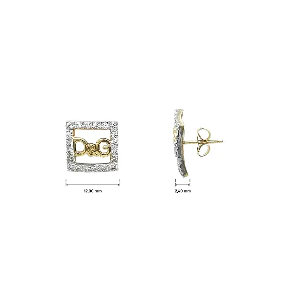 Gold Square D&G Earrings with Zirconia