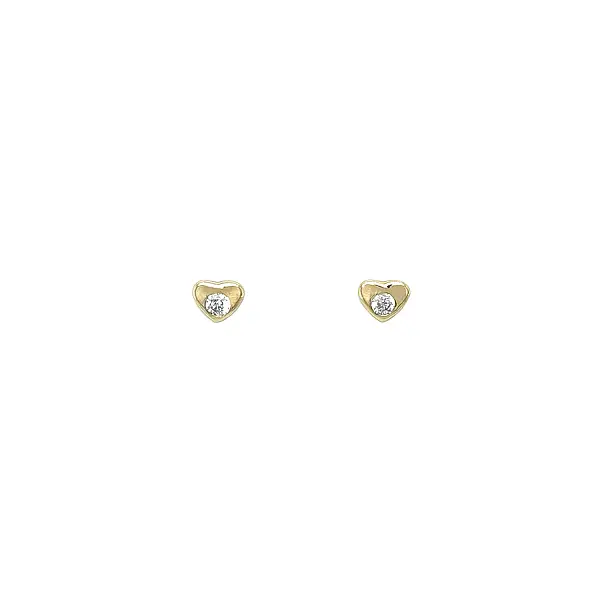 Gold Heart Earrings with Sparkling Stone