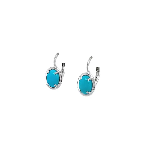 Gold Drop Earrings with Oval Turquoise