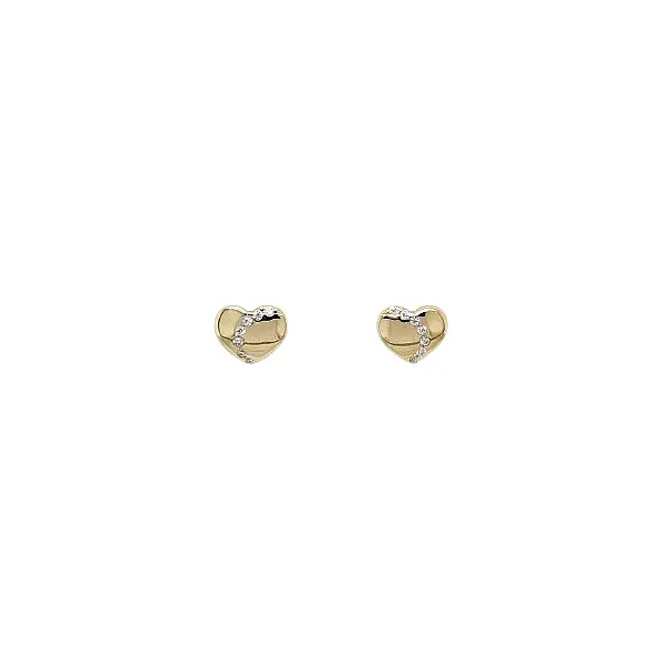 Gold Heart Stud Earrings with Cubic Zirconia
