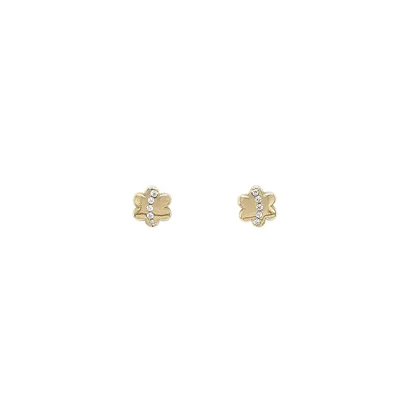 Gold Flower Stud Earrings with Cubic Zirconia