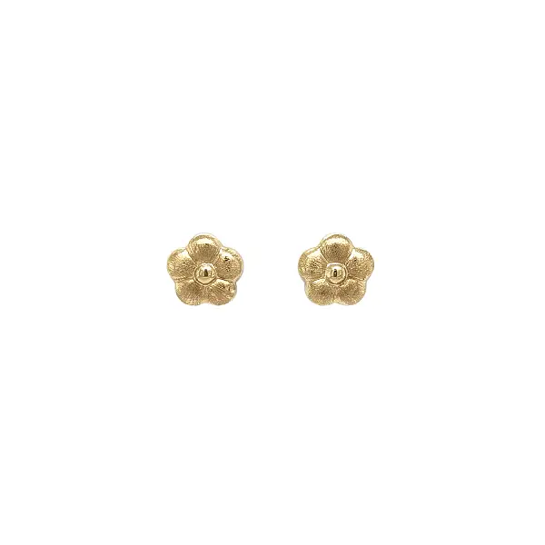 Gold Matte Flower Stud Earrings