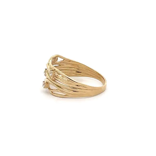 Gold Ring with Interwoven Design and Zirconia