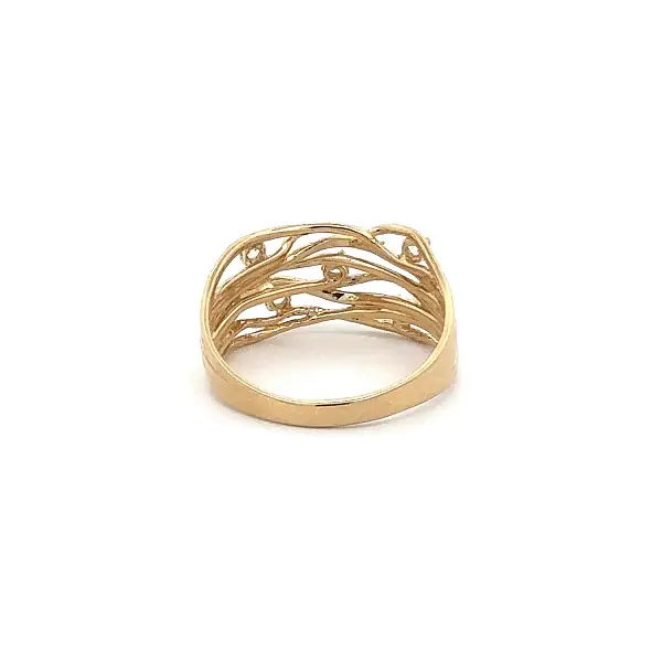 Gold Ring with Interwoven Design and Zirconia