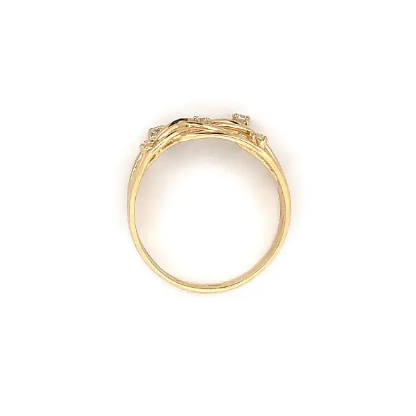 Gold Ring with Interwoven Design and Zirconia