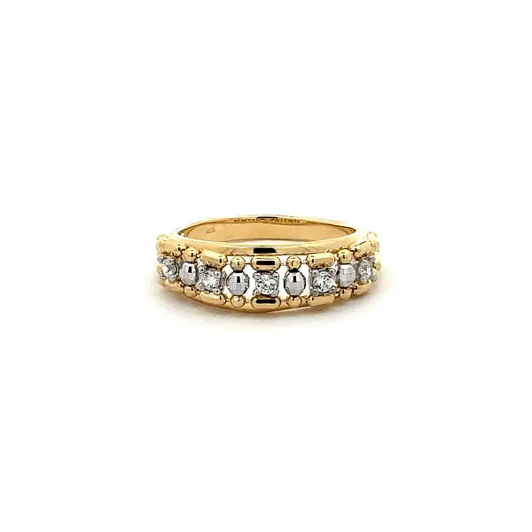 Gold Ring with Delicate Detailing and Clear Zirconia