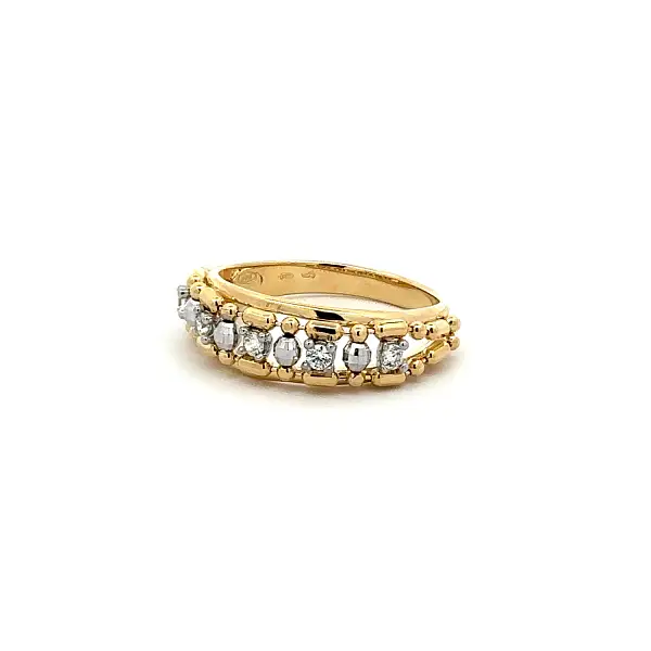 Gold Ring with Delicate Detailing and Clear Zirconia
