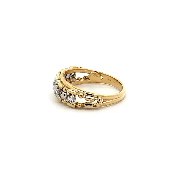 Gold Ring with Delicate Detailing and Clear Zirconia