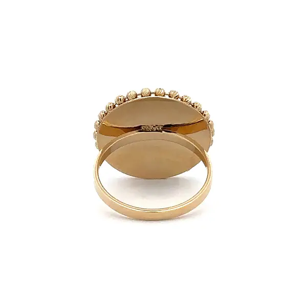 Gold Ring in Three Gold Tones with Textured Motif