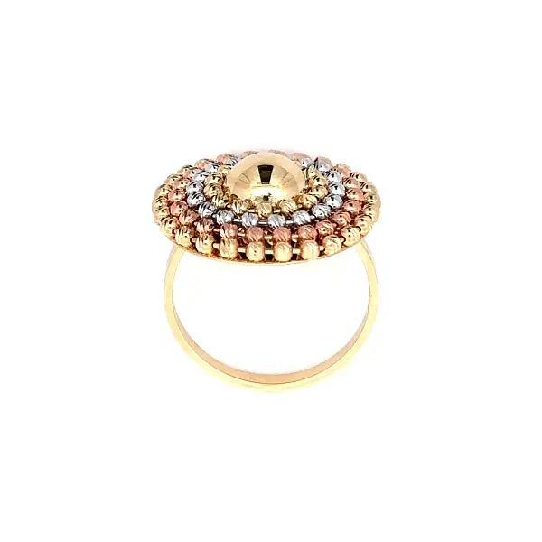 Gold Ring in Three Gold Tones with Textured Motif