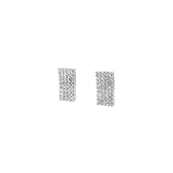 Gold Rectangular Pavé Zirconia Earrings