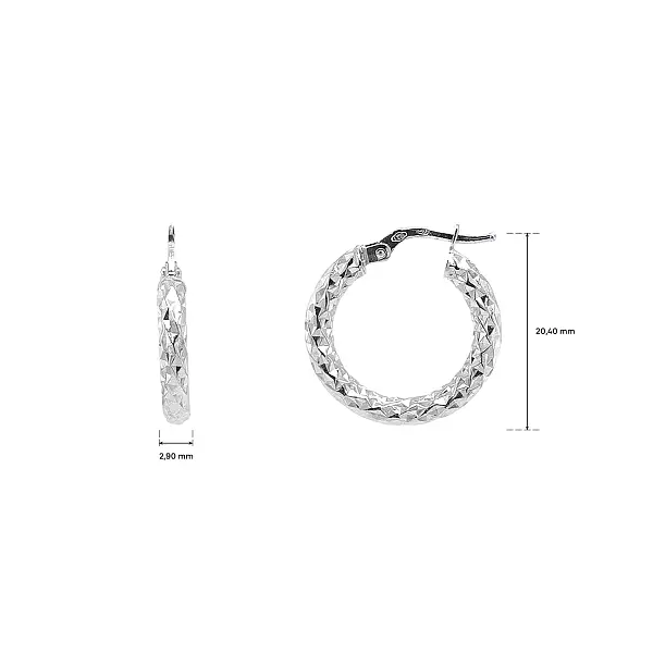 Gold Hoop Earrings with Faceted Surface