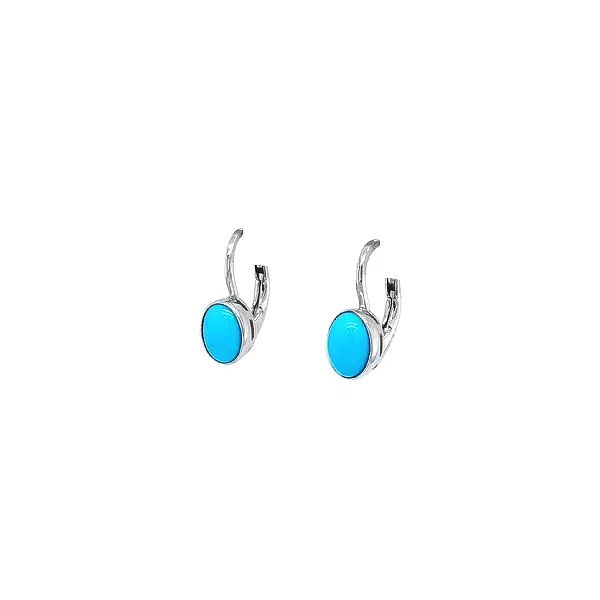White Gold Earrings with Turquoise-Blue Stone